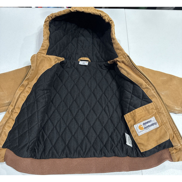Carhartt Kids Heavy Duty Quilted Jacket Hooded Canvas Size XXS (4-5) Fall Winter - Picture 3 of 16